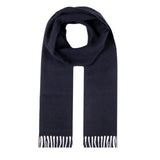 Dents Heritage Plain Cashmere Scarf - Navy Blue (w/ Tassels & Gift Box)