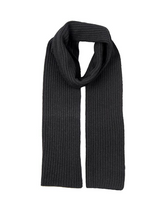 Dents Mens Ribbed Lambswool Blend Knitted Scarf in Black