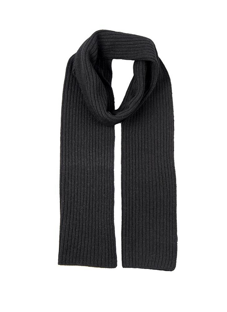 Dents Mens Ribbed Lambswool Blend Knitted Scarf in Black