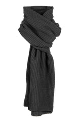 Dents Mens Ribbed Lambswool Blend Knitted Scarf in Black