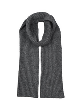 Dents Mens Ribbed Lambswool Blend Knitted Scarf in Charcoal