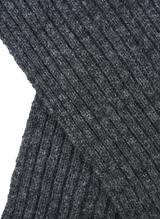 Dents Mens Ribbed Lambswool Blend Knitted Scarf in Charcoal