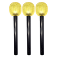 3x Gold Glitter 80s Party Microphone 25cm Pack - Karaoke/Disco/K-Pop Costume Prop (Awards Night)