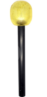 Gold Glitter 80s Party Microphone 25cm - Karaoke/Disco Costume Prop (Awards Night)
