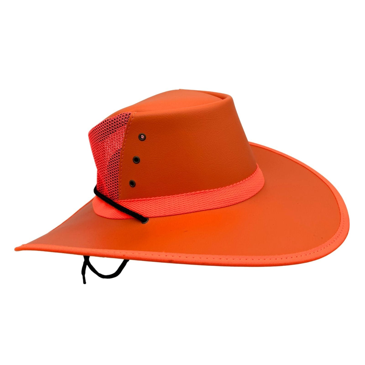 Jacaru 2017 Safety Breeze Canvas Hi-Vis Hat - Fluro Orange (Mesh Crown Chin Strap & UPF 50+ Made in Australia)