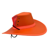 Jacaru 2017 Safety Breeze Canvas Hi-Vis Hat - Fluro Orange (Mesh Crown Chin Strap & UPF 50+ Made in Australia)