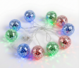 2m Blue/Green/Red LED Disco Ball String Lights - Silver Mirror Party Decoration