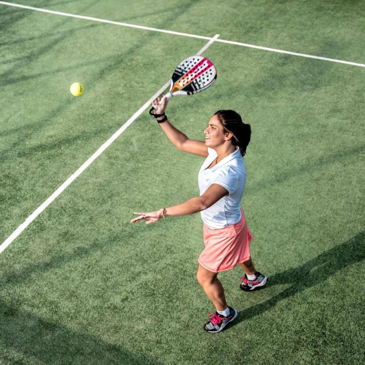 Babolat Dyna Energy Womens Padel Racquet Racket 330g in Pink/Orange/White