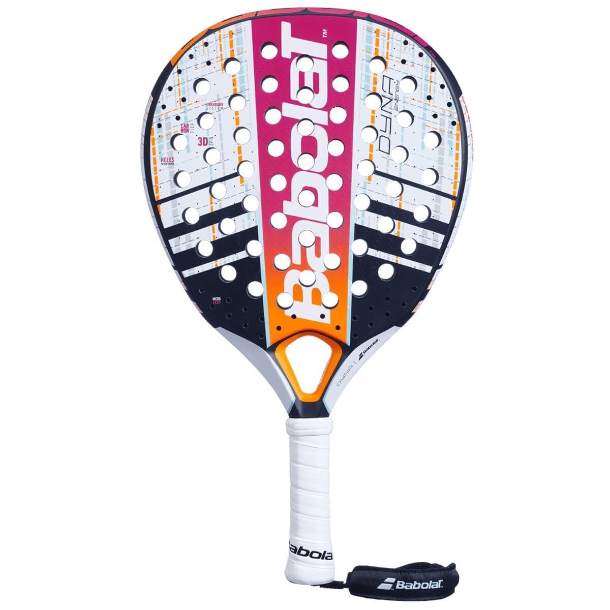 Babolat Dyna Energy Womens Padel Racquet Racket 330g in Pink/Orange/White