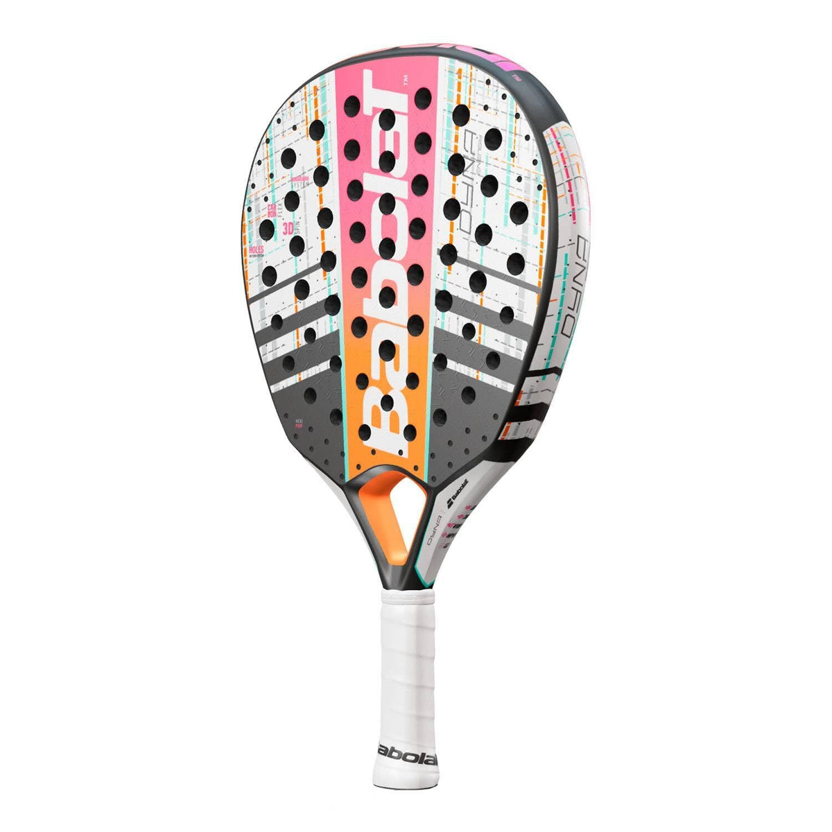Babolat Dyna Energy Womens Padel Racquet Racket 330g in Pink/Orange/White