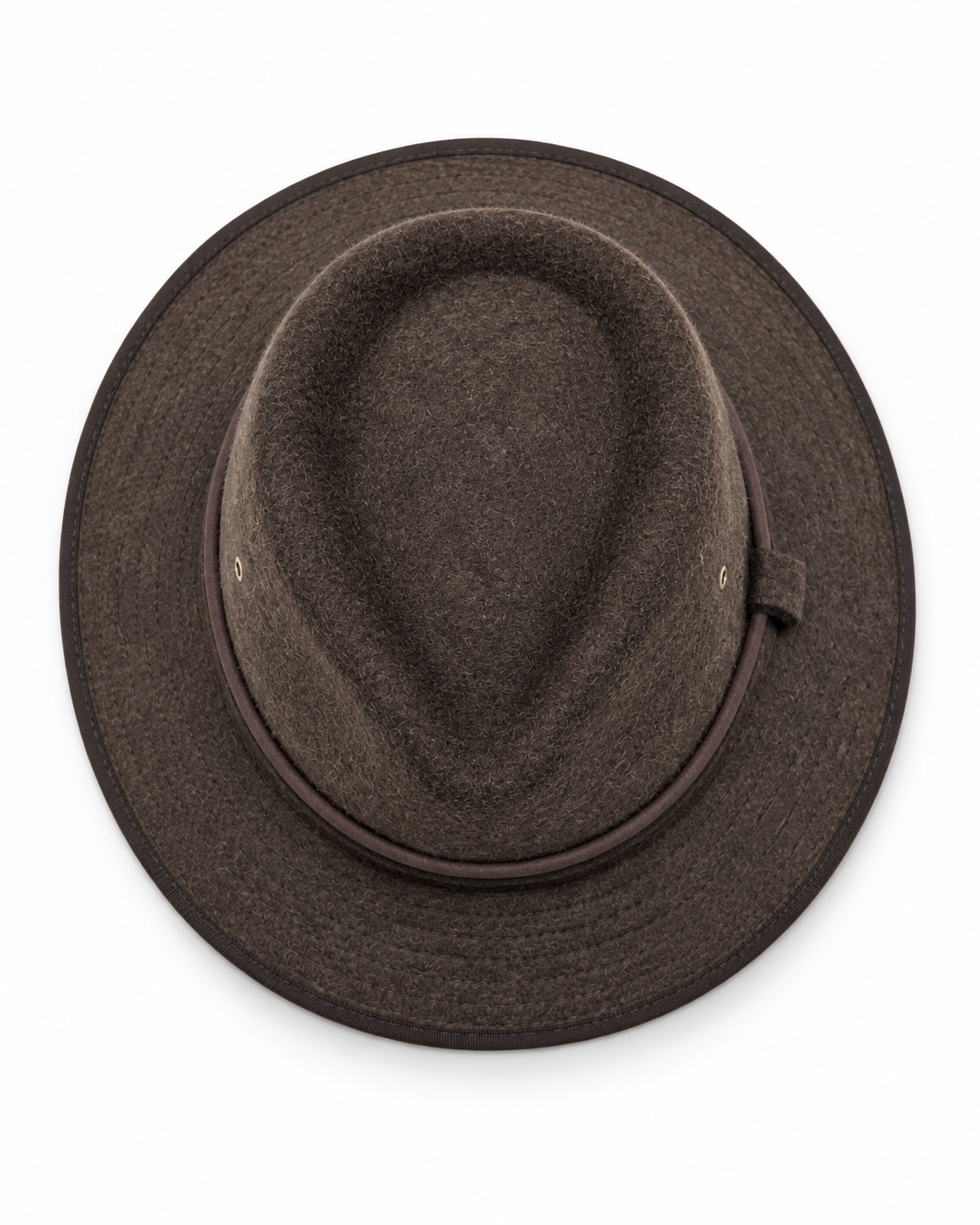 Crushable 100% Wool Felt Fedora Brim One Size Hat - Brown