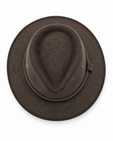 Crushable 100% Wool Felt Fedora Brim One Size Hat - Brown