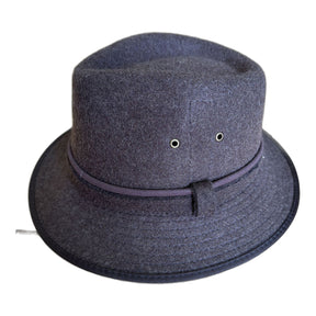 Crushable 100% Wool Felt Fedora Brim Hat - Charcoal