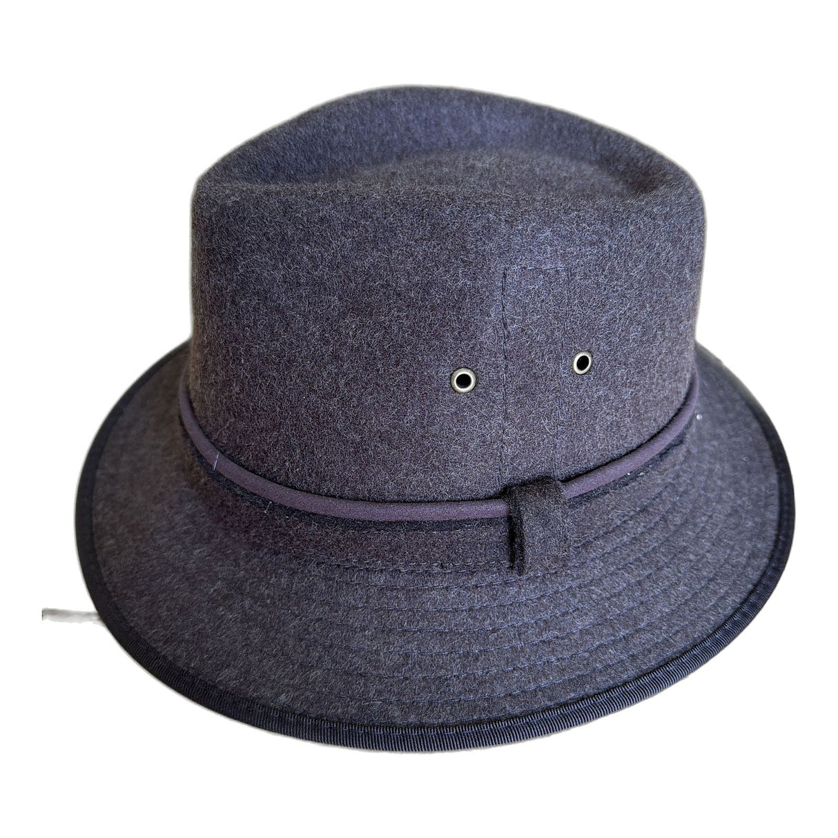 Crushable 100% Wool Felt Fedora Brim Hat - Charcoal