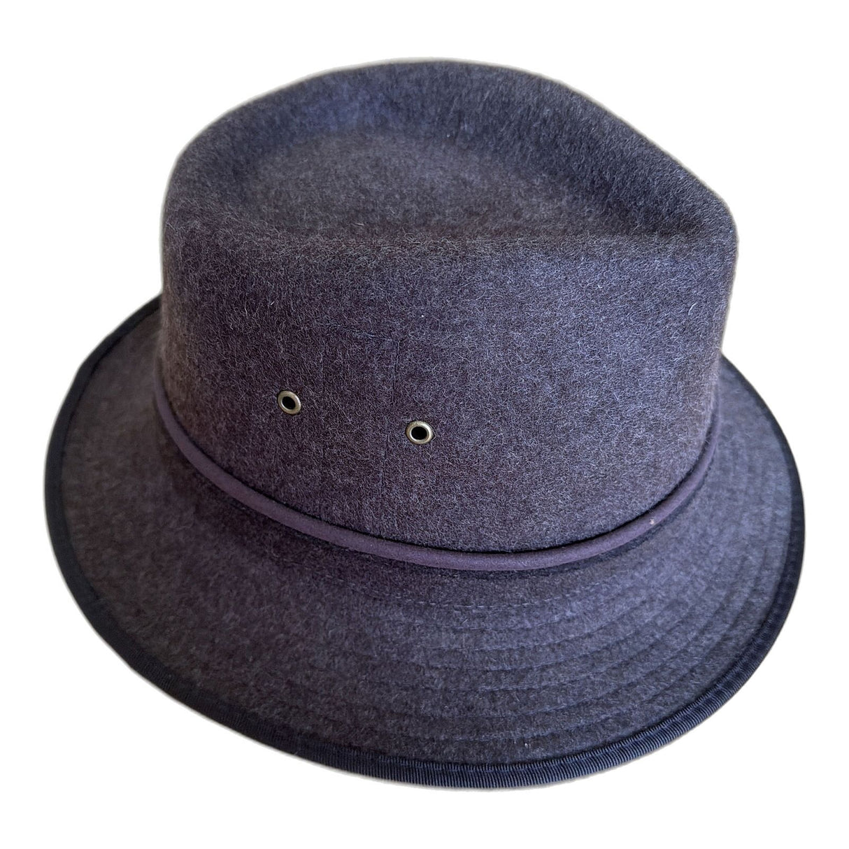 Crushable 100% Wool Felt Fedora Brim Hat - Charcoal