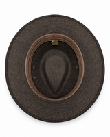 Crushable 100% Wool Felt Fedora Brim One Size Hat - Brown