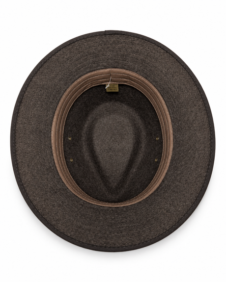 Crushable 100% Wool Felt Fedora Brim One Size Hat - Brown