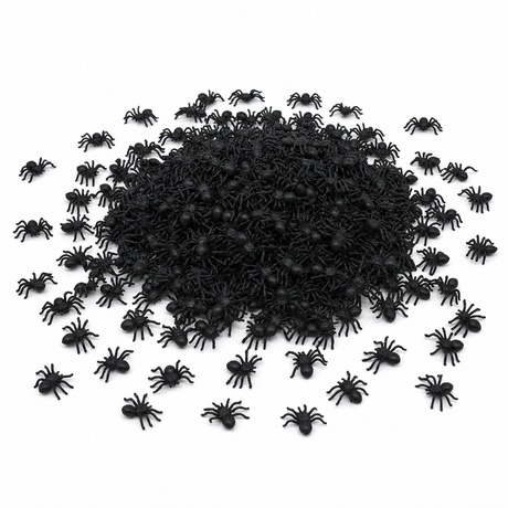 120x Mini Fake Spiders Bulk Pack - Trick/Prank Halloween Scary Arachnid Bug Toy (Party Gag)