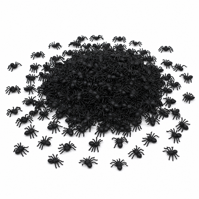 120x Mini Fake Spiders Bulk Pack - Trick/Prank Halloween Scary Arachnid Bug Toy (Party Gag)