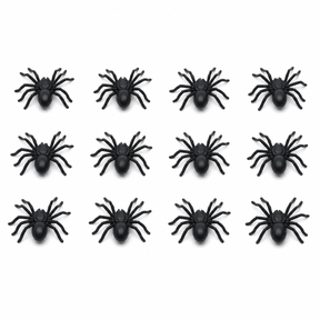 12x Mini Fake Spiders - Trick/Prank Halloween Scary Arachnid Bug Toy (Party Gag)