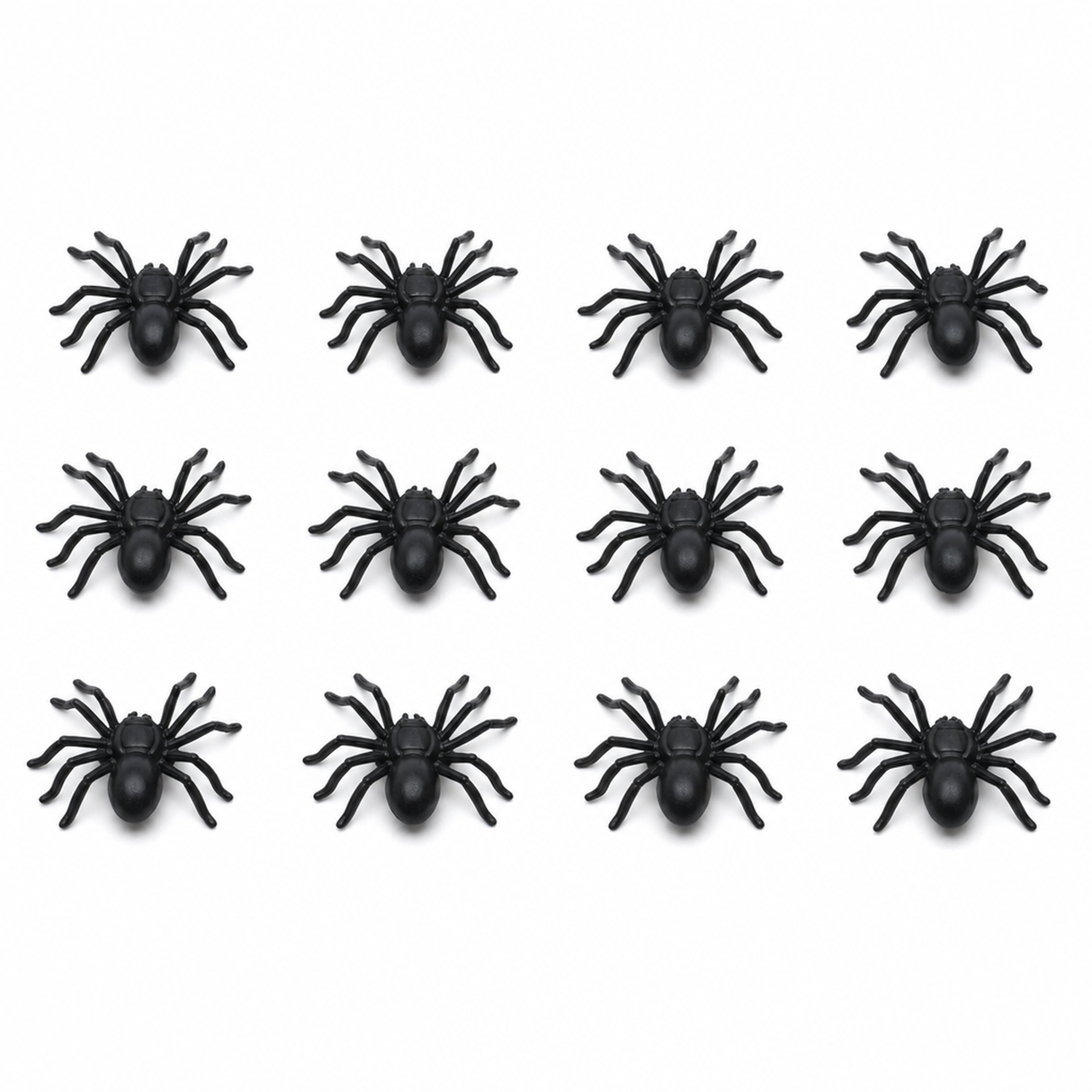 12x Mini Fake Spiders - Trick/Prank Halloween Scary Arachnid Bug Toy (Party Gag)