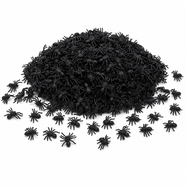 240x Mini Fake Spiders Bulk Pack - Trick/Prank Halloween Scary Arachnid Bug Toy (Party Gag)