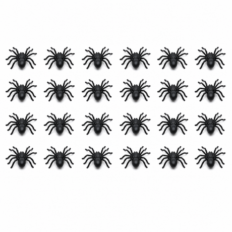 24x Mini Fake Spiders  - Trick/Prank Halloween Scary Arachnid Bug Toy (Party Gag)
