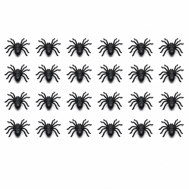 24x Mini Fake Spiders  - Trick/Prank Halloween Scary Arachnid Bug Toy (Party Gag)