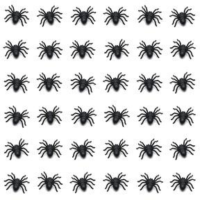 36x Mini Fake Spiders Pack - Trick/Prank Halloween Scary Arachnid Bug Toy (Party Gag)
