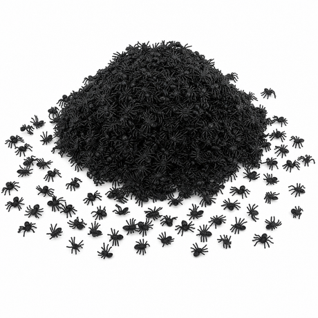 480x Mini Fake Spiders Bulk Pack - Trick/Prank Halloween Scary Arachnid Bug Toy (Party Gag)
