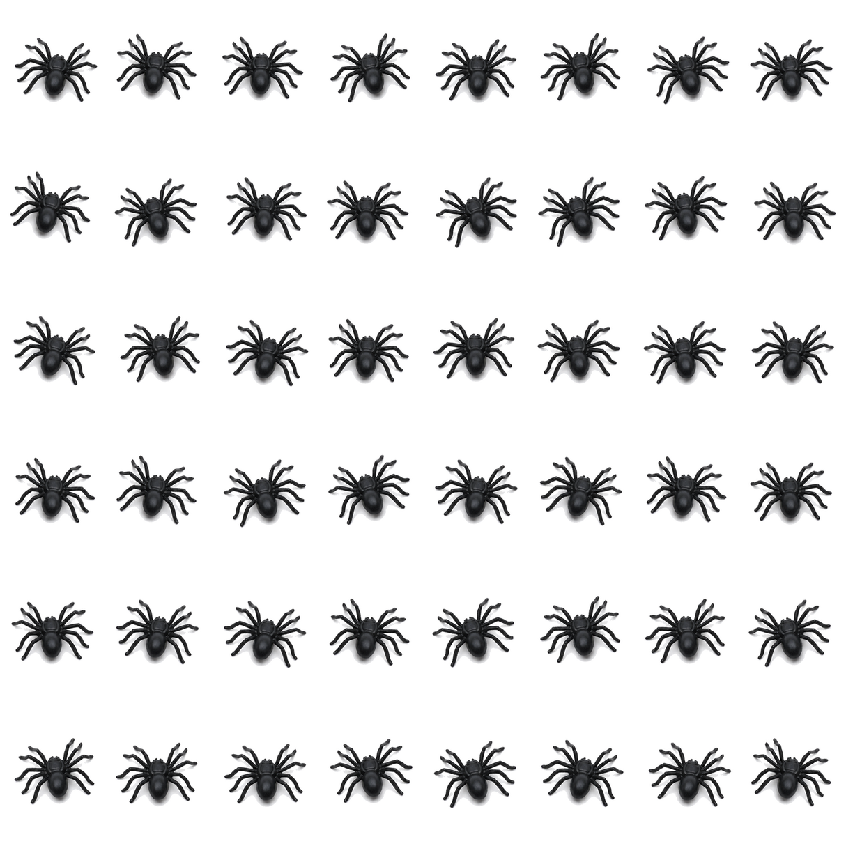 48x Mini Fake Spiders Pack - Trick/Prank Halloween Scary Arachnid Bug Toy (Party Gag)