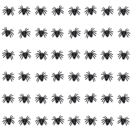 48x Mini Fake Spiders Pack - Trick/Prank Halloween Scary Arachnid Bug Toy (Party Gag)