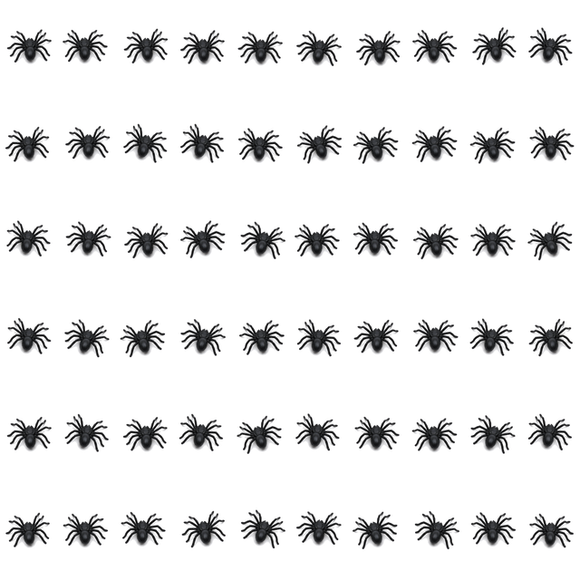 60x Mini Fake Spiders Pack - Trick/Prank Halloween Scary Arachnid Bug Toy (Party Gag)