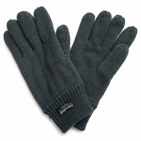3M Thinsulate Grey Knitted Fleece Gloves - Thermal Winter Ski - S/M