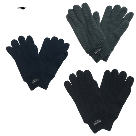 3M THINSULATE Knitted Fleece Gloves Winter Warmers Snow Ski Thermal Plain - Black