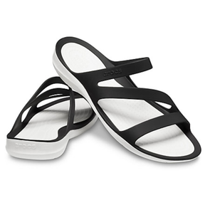 Crocs Womens Swiftwater Sandals - Black/White (Summer Slip-On Flip Flops/Thongs)