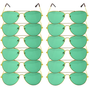 12x Green Aviator Party Glasses Bulk Pack - Australia Day/Fun Event Accessory
