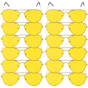 12x Yellow Aviator Party Glasses Bulk Pack - Gold Australia Day/Fun Event Accessory
