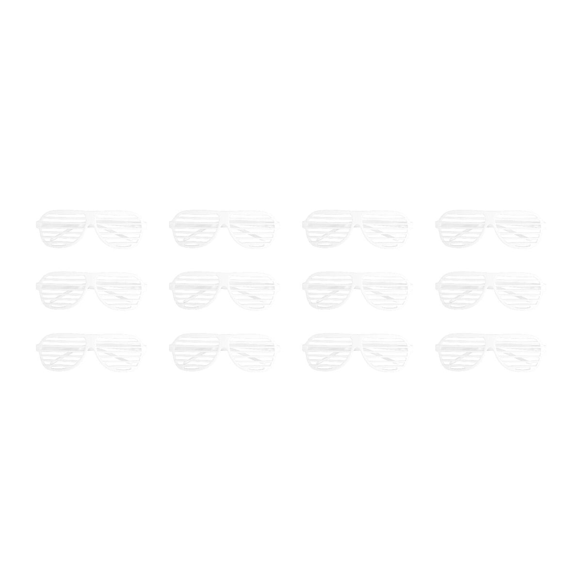 12x Party Glasses Shutter Shades Sunglasses 1980s Glasses Costume Party in White
