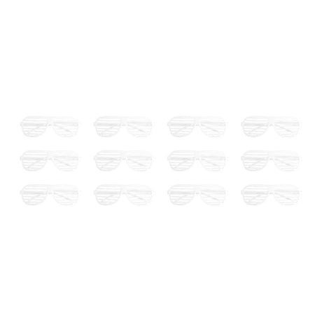 12x White Shutter Shades Party Glasses Bulk Pack - 1980s Costume Sunglasses