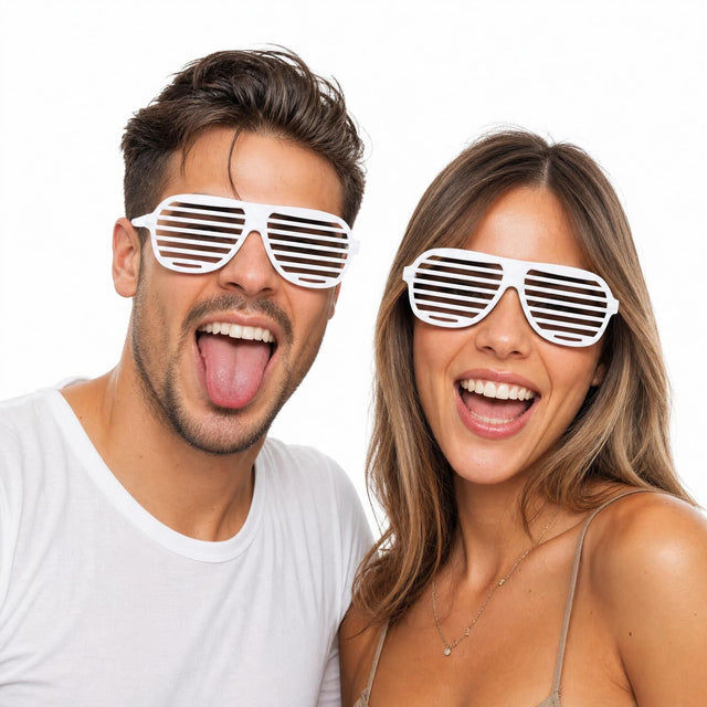 Party Glasses Shutter Shades Sunglasses 1980s Glasses Costume Party in White
