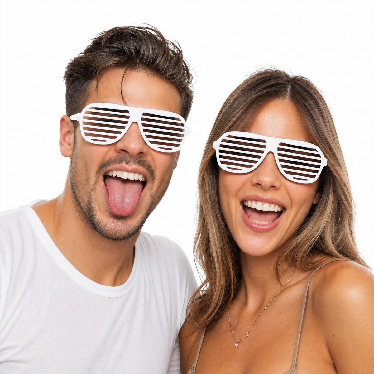 Party Glasses Shutter Shades Sunglasses 1980s Glasses Costume Party in White