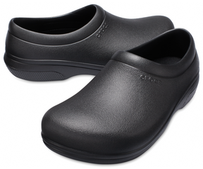 Crocs Mens On-The-Clock Work Clogs - Black (Slip-On Waterproof Shoes)