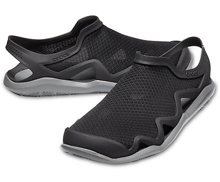 Crocs Swiftwater Mesh Wave Mens Clogs - Black/Slate Grey (Waterproof Sandals/Slides)