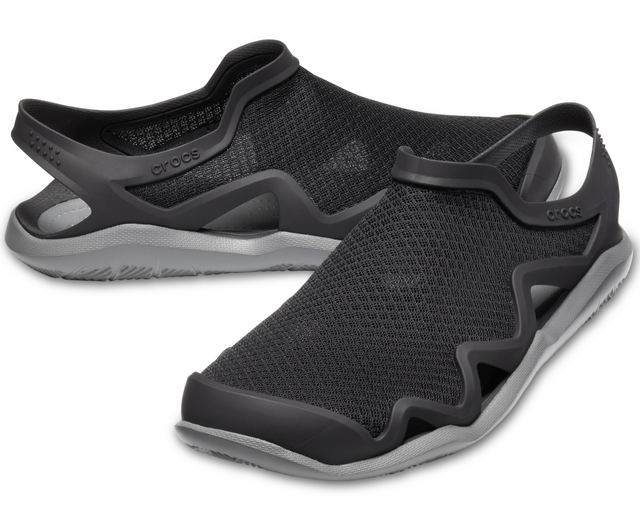 Crocs Swiftwater Mesh Wave Mens Clogs - Black/Slate Grey (Waterproof Sandals/Slides)