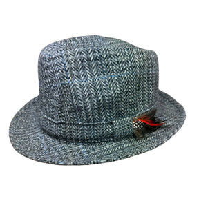 Failsworth Windsor Mens Lambs Wool Snap Brim Trilby Hat w/ Feather - Made in UK