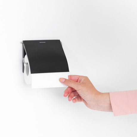 Brabantia Toilet Roll Holder Wall Mounted Bathroom Storage No Damage - Matt Black