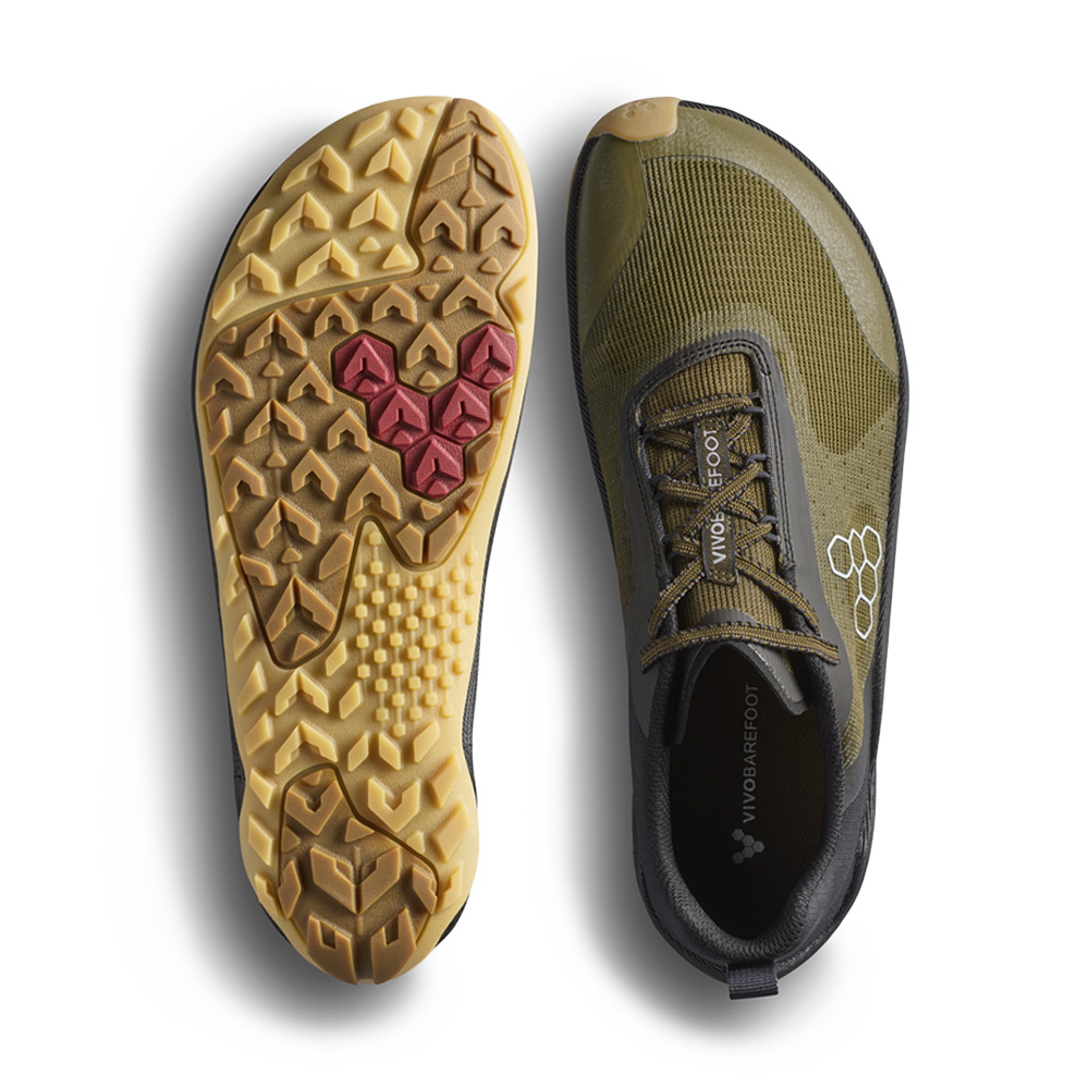 Vivobarefoot Womens Primus Trail Flow Barefoot Shoes - Dark Olive (Lightweight Recycled Runners)