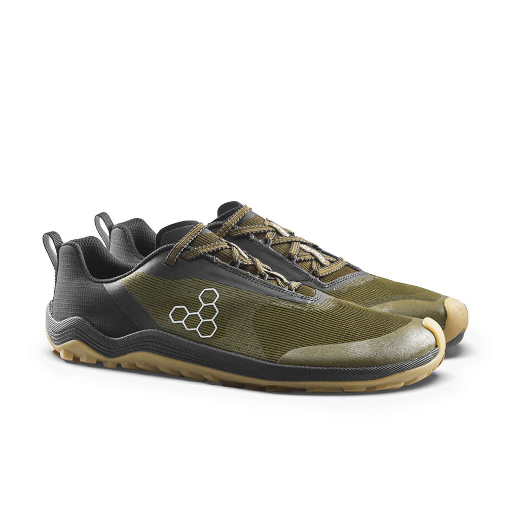 Vivobarefoot Womens Primus Trail Flow Barefoot Shoes - Dark Olive (Lightweight Recycled Runners)
