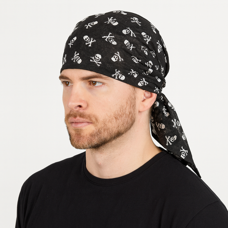 20x Black with White Skulls Paisley Bandana Bulk Pack - 100% Cotton Head Wrap/Durag/Scarf/Mask